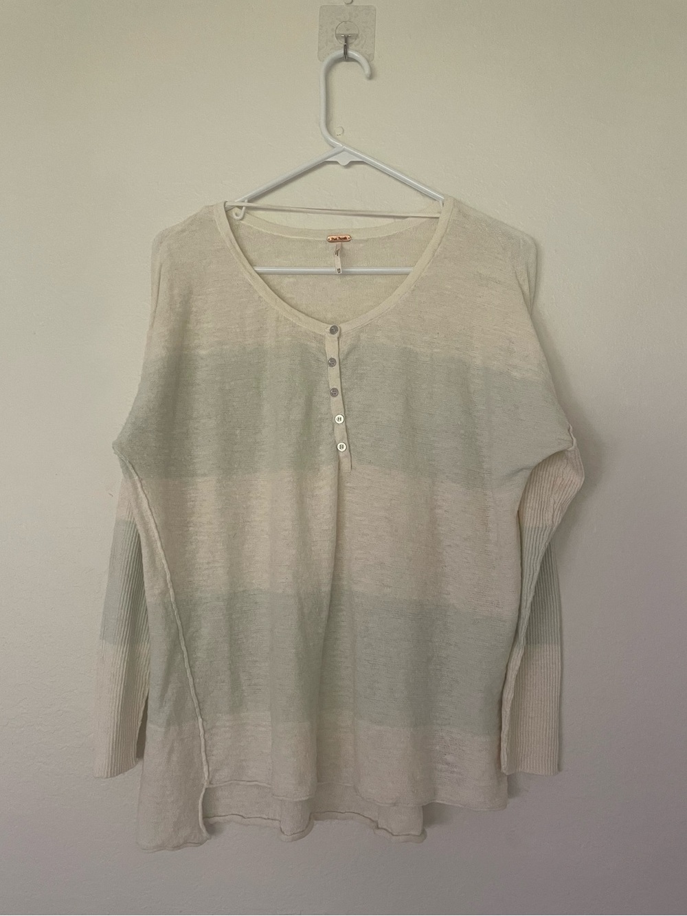 Linen and cotton striped henley